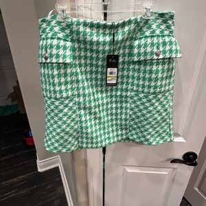 Karl Lagerfeld Green and White Mini Cargo Skirt